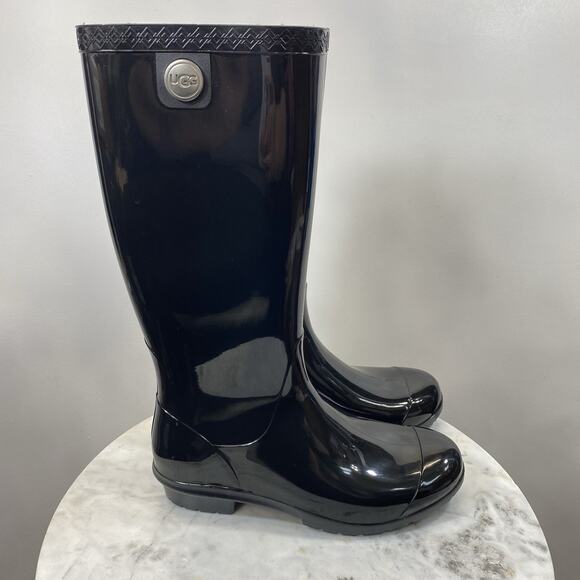 UGG Shaye Rain Boot Black Shiny Rubber Women’s Size 5 NWOB - Picture 3 of 10